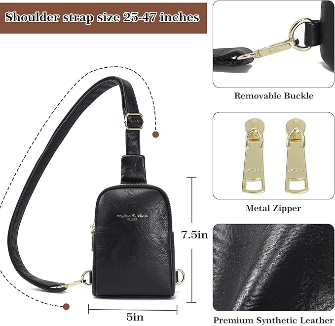 INICAT Travel Small Sling Bag Leather Crossbody Bags for Women Fanny Packs Cross Body Bag for Woman Cross Body Purses