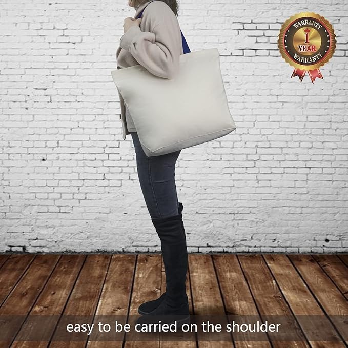 TOPDesign 6-Pack Canvas Tote Bags with Magnetic Snap, Reusable Grocery Shopping Bags, DIY Your Creative Designs