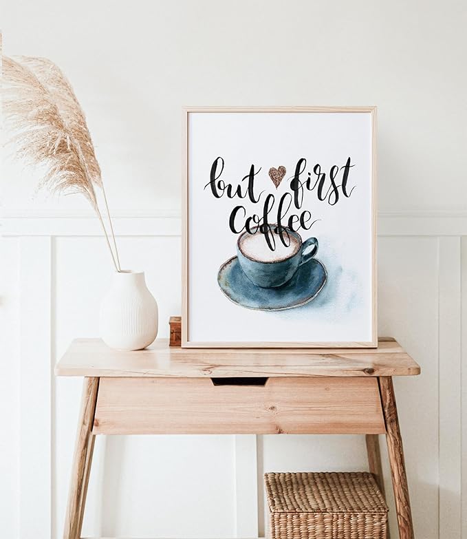 But First Coffee Wall Art Print - Unframed - 11x14 | Kitchen Wall Art | Room Dcor Aesthetic | Office Wall Dcor | Kitchen Wall Dcor