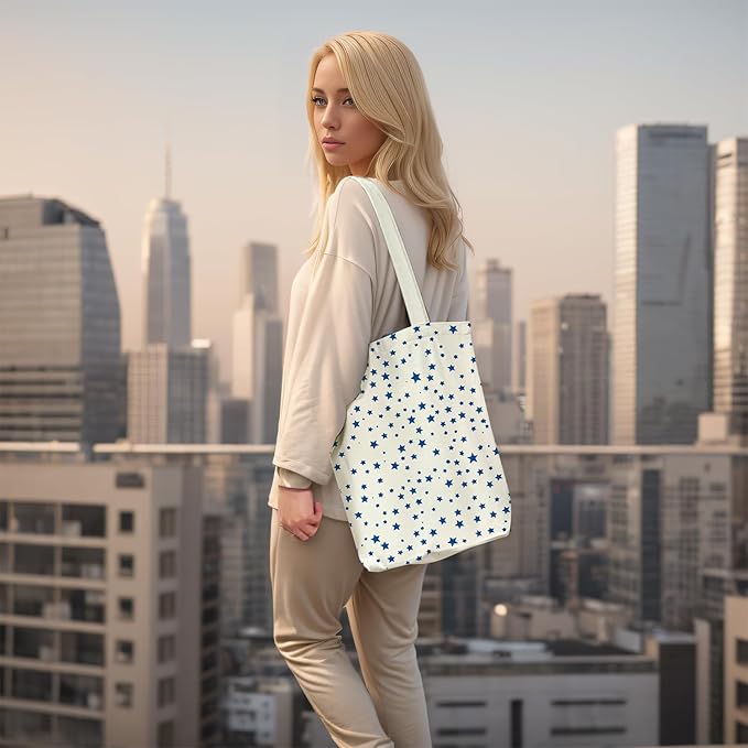 Tote Bag for Women, Reusable Zippered Canvas Bag with Handles Pocket Thick Canvas, for Grocery Shopping Beach Gift