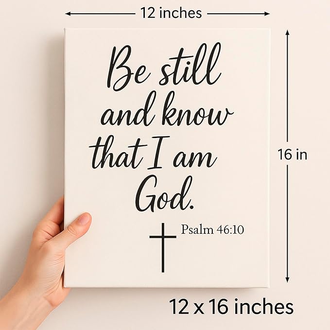 DoawBang “Be Still and Know” Psalm 46:10 Canvas Wall Art – 12x16 Inch Minimalist Bible Verse Scripture Print – Christian Decor for Prayer Room, Bedroom, Living Room or Office