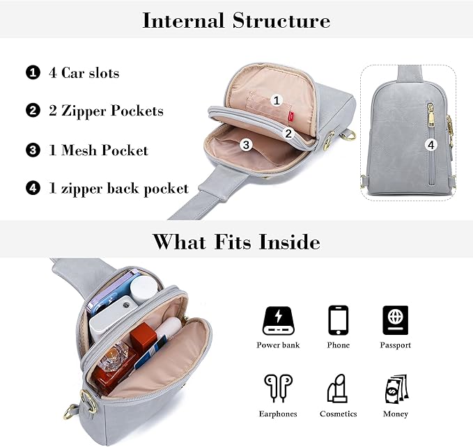 INICAT Travel Small Sling Bag Leather Crossbody Bags for Women Fanny Packs Cross Body Bag for Woman Cross Body Purses