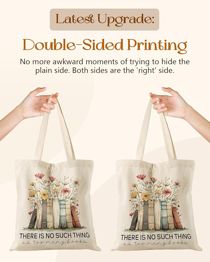 Canvas Tote Bag for Women - Aesthetic Canvas Totes with Pockets Cute Reusable Cloths Ladies Shoulder Bag