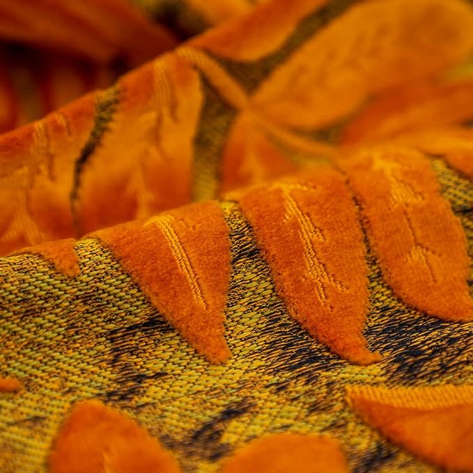 Alerfa 12 x 20 Inch Orange Rectangle Maple Leaf Pillow Embroidery Cut Velvet Cushion Case Luxury Modern Lumbar Throw Pillow Cover Decorative Pillow for Couch Sofa Living Room Bedroom Car