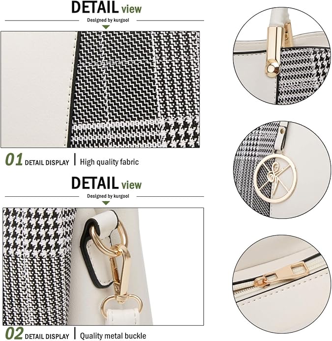 KURGOOL Women Purses and Handbags Top Handle Satchel Shoulder Bags Messenger Tote Bag for Ladie