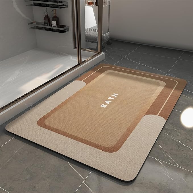 MontVoo Non Slip Bath Mat - Super Absorbent, Stain Resistant, Quick Dry - 17"x27" Brown
