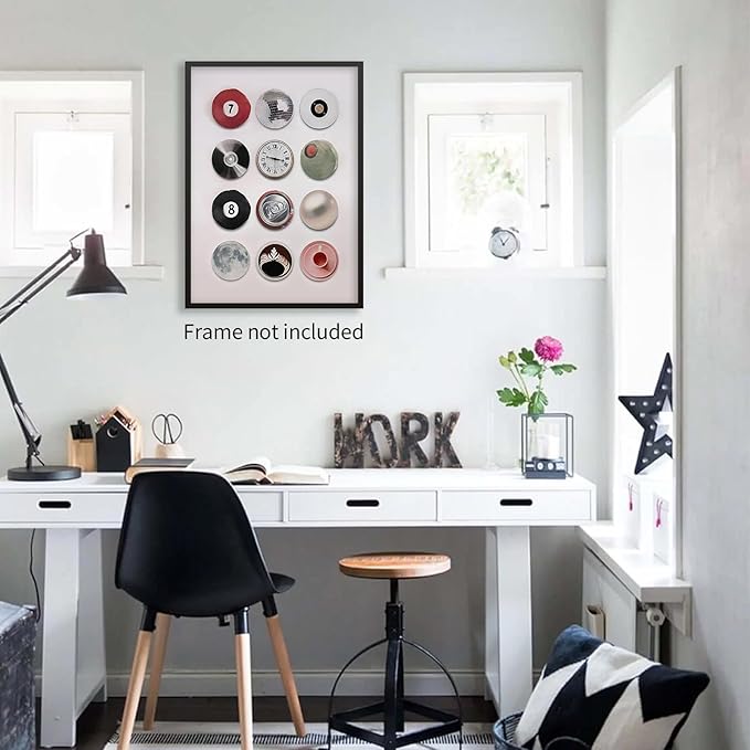 XSCQ Retro Disco Wall Art Vintage Lucky 8 Ball Poster Funky Music Record Wall Decor Unique 7 Ball Canvas Prints Preppy Aesthetic Painting 24x36 inch Unframed