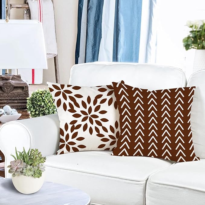 YCOLL Pillow Covers 20x20 Set of 4, Modern Sofa Throw Pillow Cover, Decorative Outdoor Linen Fabric Pillow Case for Couch Bed Car, Coffee