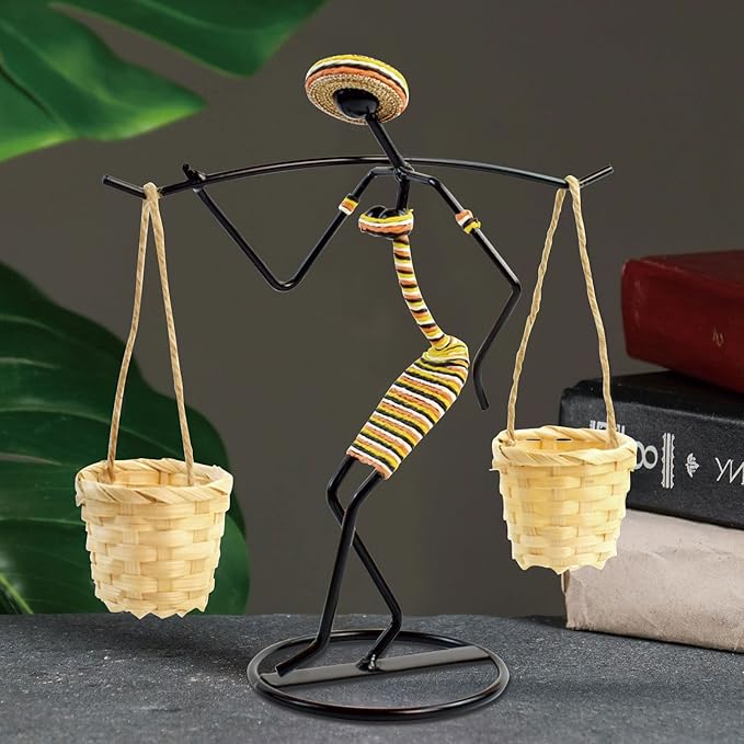 Creative Tea Candle Holder Tealight Holder with Bamboo Baskets and Candle Lights, Great for Decorative Candle Holders Home Decor Centerpiece, Unique Candle Holders