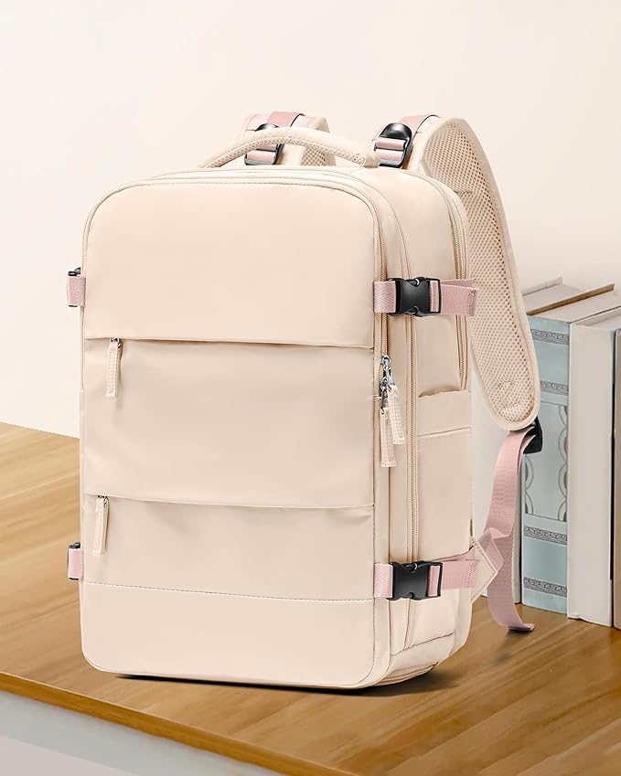 coowoz Travel Backpack For Women Men,Carry On Backpack,Hiking Backpack Waterproof Outdoor Sports Rucksack Casual Daypack Travel Essentials（Beige）