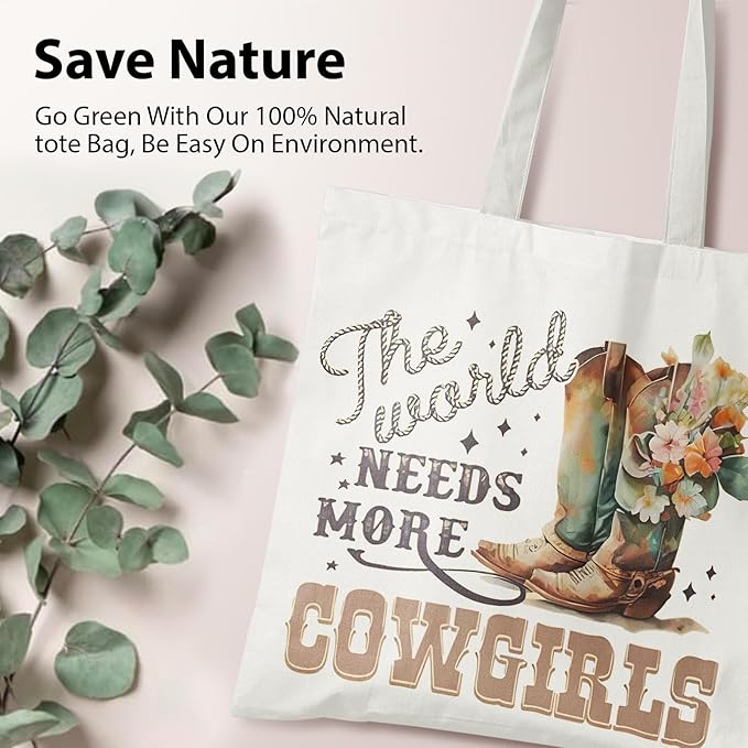 Western Cowgirl Canvas Tote Bags, Country Cowgirl Gift, Shopping Bagss, Aesthetic ToteBag for Women