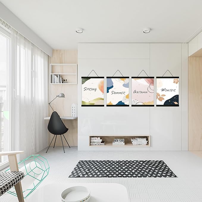 4 Pack Magnetic Poster Hanger Frame 16 inch Black- 16x24 16x22 16x20 Poster Frame for Wall Art Pictures Photos Prints Maps Diamond Art Painting