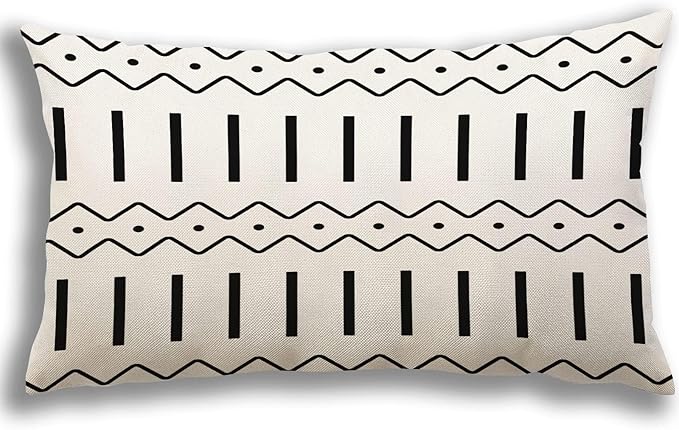 YCOLL Lumbar Pillow Covers 12x20 Set of 4, Modern Sofa Throw Pillow Cover, Decorative Outdoor Linen Fabric Pillow Case for Couch Bed Car, Black