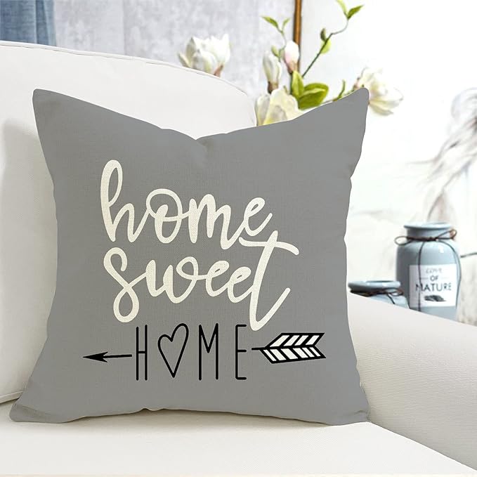 YCOLL Pillow Covers 16x16 Set of 4, Modern Sofa Throw Pillow Cover, Decorative Outdoor Linen Fabric Pillow Case for Couch Bed Car，Gray