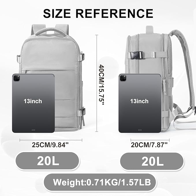coowoz Travel Backpack Carry On for Women Man Gym Backpacks with Laptop Compartment Mochila de Viaje Teacher Personal Item Backpack Airplane Accessories Must Haves Grey Small