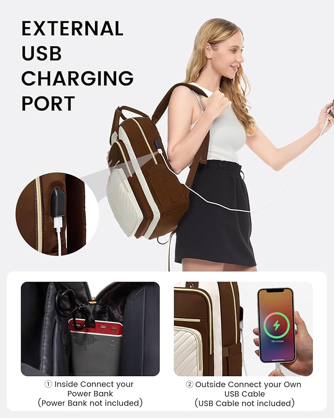 LOVEVOOK Laptop Backpack for Women, Water Resistant Travel Work Backpacks Purse Stylish Business Teacher Nurse Computer Bag with USB Charging Port, Fits 15.6" Laptop