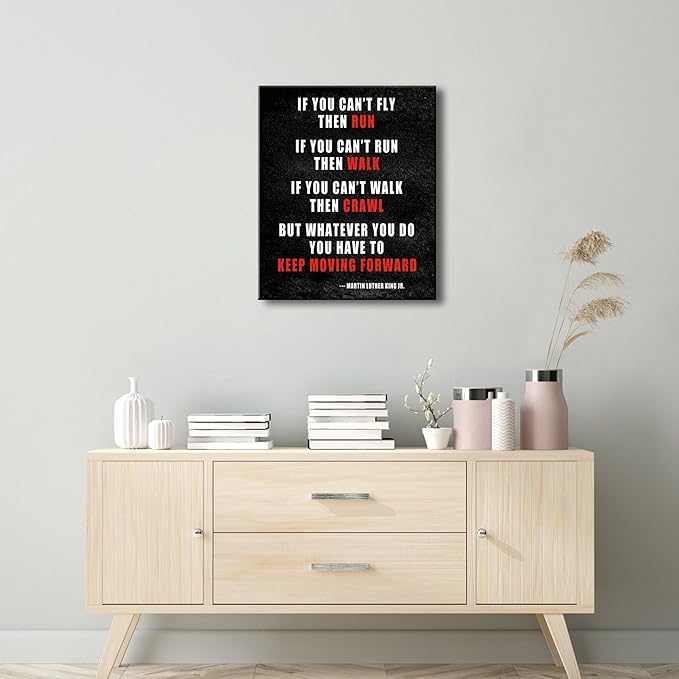 Pyradecor Keep Moving Forward Motivational Classroom Positive Quotes Inspirational Poster Canvas Prints Wall Art for Office Living Room Home Decorations
