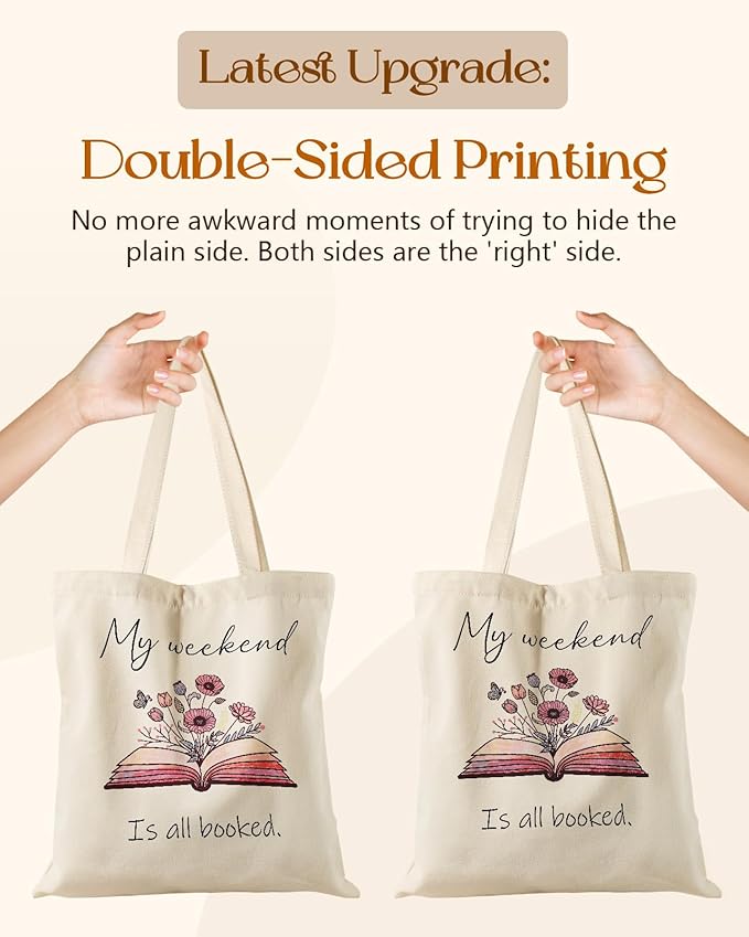 Canvas Tote Bag for Women – Aesthetic Canvas Bag with Zipper Cute Stylish Reusable Shoulder Totes for Shopping Work Daily Vacation, Weekend Book