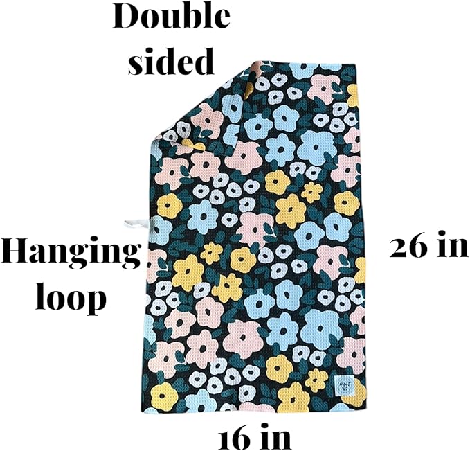 || 3 Pack|| Double Sided || Not Your Ordinary Dish Towels || Waffle Weave Microfiber || Highly Absorbent || Hanging Loop || Dish Cloths || Modern || Designer Prints|| Black and Yellow