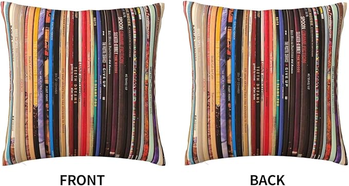 Indie Rock Vinyl Records Square Pillow Case Throw Pillow Covers Decorative Pillowcase Cushion Cover with Car Couch Sofa Chair Bed Living Room 18x18 Inch