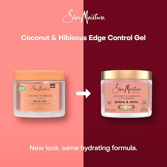 Shea Moisture Define & Shine Edge Gel + Flaxseed Coconut & Hibiscus Holds and Controls Edges All Day Infused With Glycerin, Coconut Oil and an Invigorating Sweet Scent Paraben-Free Hair 3.5 OZ