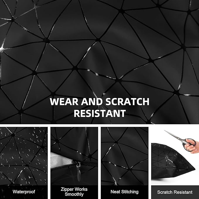 Faux Leather Throw Pillow Covers 16X16 Inch Black Stripe Outdoor Modern Farmhouse Solid Decorative Pillow Covers for Room Couch Living Bedroom Bed Sofa