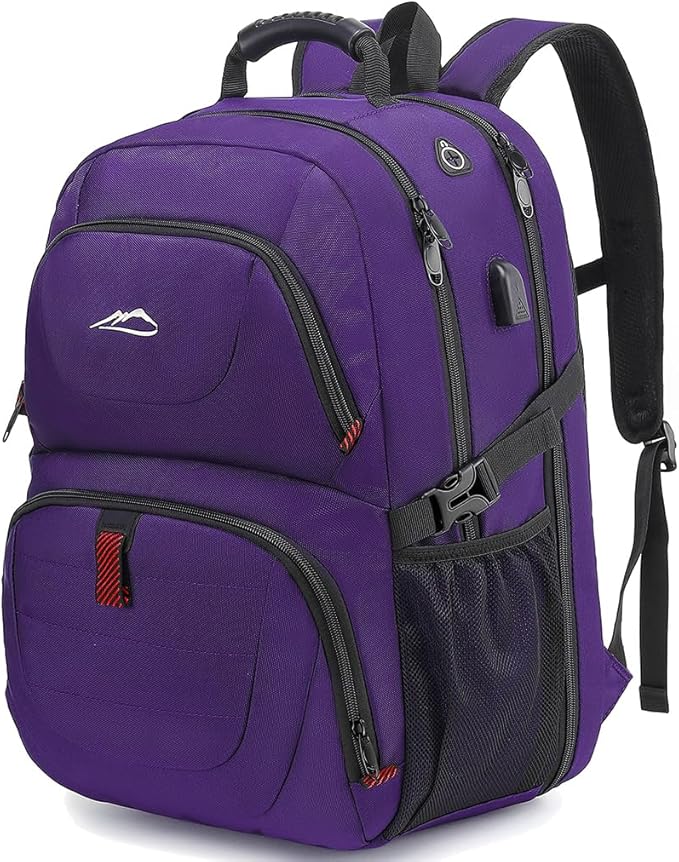 ProEtrade Travel Backpack, Extra Large Laptop Backpack School Business Anti Theft TSA Approved College Work Computer Bag Fits 17 Inch Laptop with USB Charging Port Bookbag for Women Men(Purple)