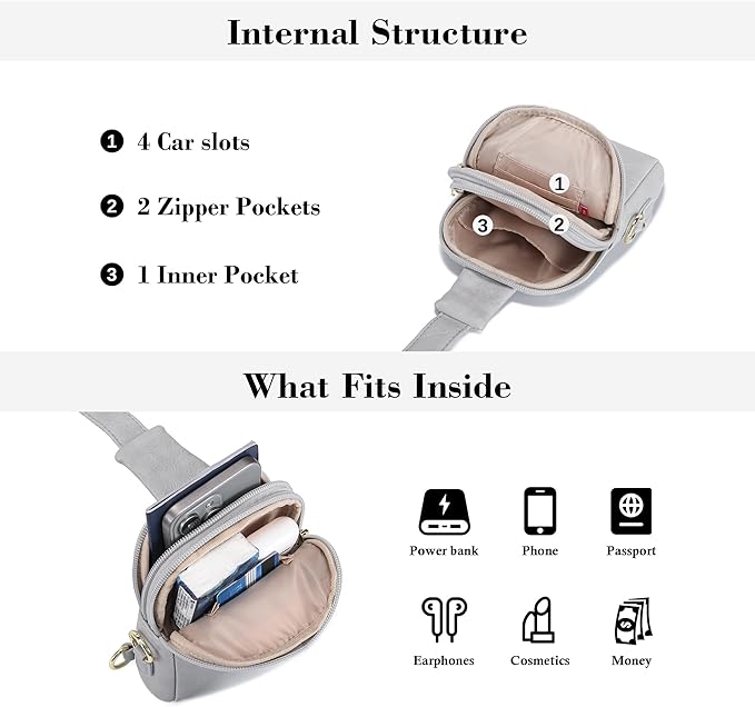 INICAT Travel Small Sling Bag Leather Crossbody Bags for Women Fanny Packs Cross Body Bag for Woman Cross Body Purses