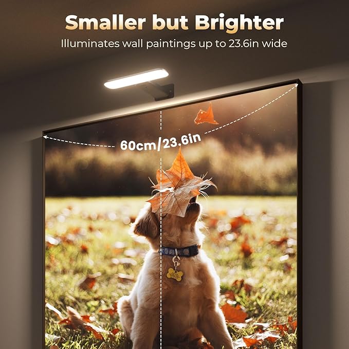 FULEN Rechargeable Picture Lights for Wall, Wall Lights Battery Powered with Remote, Art Lights for Paintings, Picture Frame Lights for Wall,Dart Board Light with 3 Color Temperatures,Black