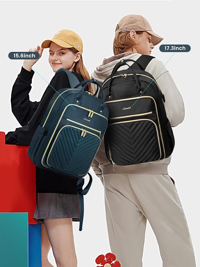 LOVEVOOK Laptop Backpack for Women, Water Resistant Travel Work Backpacks Purse Stylish Business Teacher Nurse Computer Bag with USB Charging Port,Blue-Green