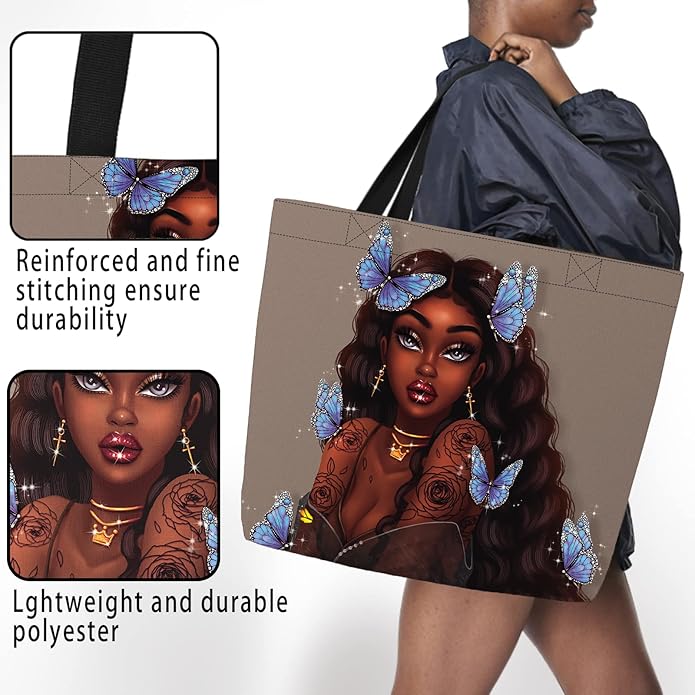 IAGM Women Tote Bags African American Woman Shoulder Bag Afro Black Girl Magic Satchel Handbags For Shopping,Work,Grocery,Gym