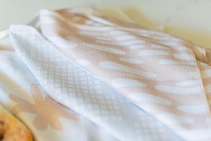|| 3 Pack|| Kitchen Towels || Dish Towels || Tea Towels || Highly Absorbent || Hanging Loop || Dish Cloths || Modern || Designer Prints (Neutrals)