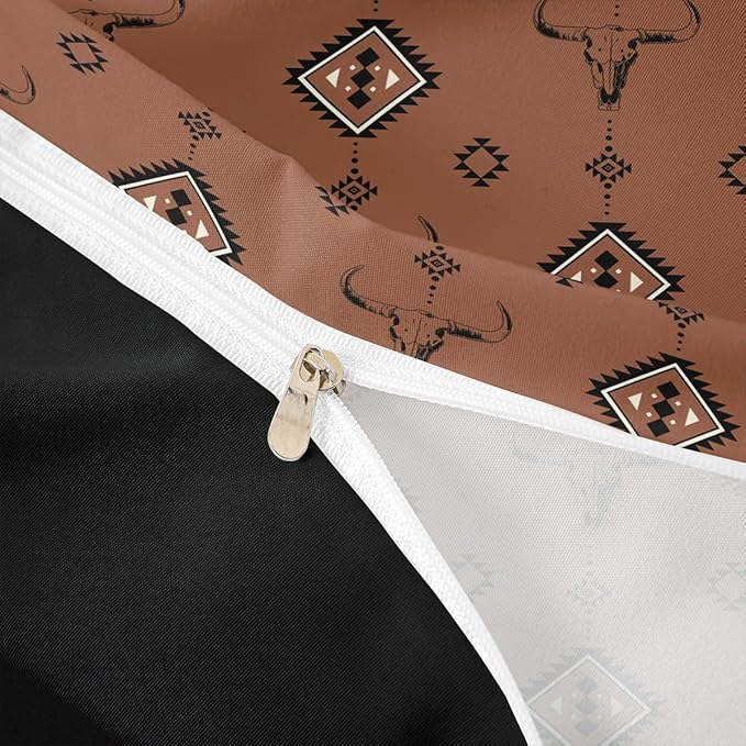 Castle Fairy Southwestern Geometric Duvet Cover Sets(NO Comforter),Cowboy Boho Aztec Comforter Cover for Girls Boys Teens Room Decor,Tribal Native Ethnic Bedding,Western Duvet Set,King Size