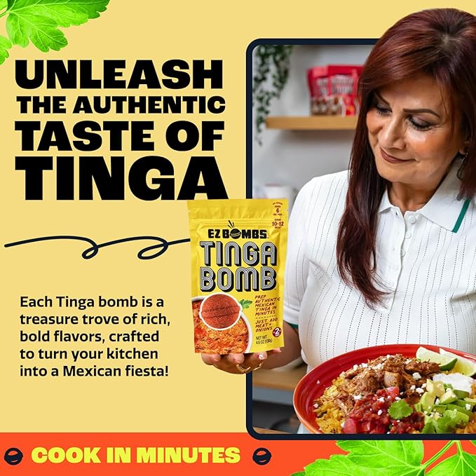 EZ Bombs Tinga Bomb Seasoning, Pack of 2 - Authentic Mexican Seasoning for Smoky Chipotle Tinga Sauce, Tacos, Tostadas, Tortas and More - Bold, Spicy & Tangy Flavor Quick and Flavorful Meals