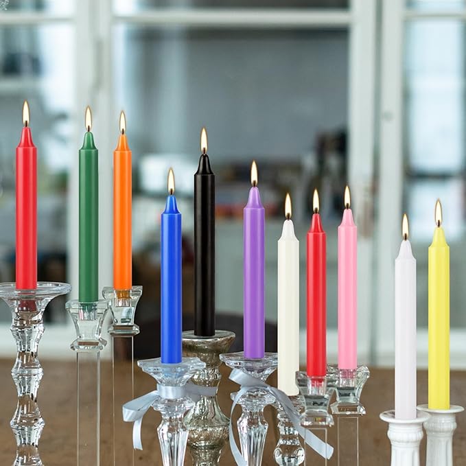 40 Pack Mini Taper Spell Candle-4 Inch Multi-Colored Candle Sticks-for Home Decor Kitchen Decor Wedding Decoration-10 Colours