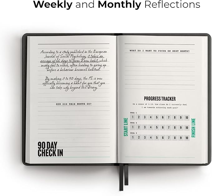 One Percent Diary by Steven Bartlett – Featured On The Diary of a CEO Podcast – Guided Wellness Journal for Men and Women – 90-Day Motivational and Reflection Daily Journal