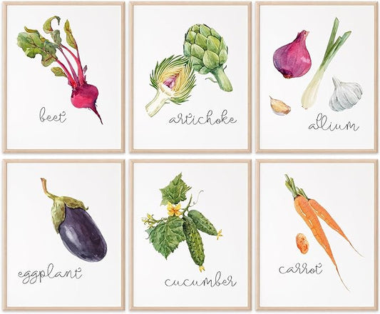 Kitchen Wall Decor Art Prints - Botanical Prints - (Set of 6) - Unframed - 8x10s | Flower Wall Décor | Kitchen Wall Décor | Vintage Wall Décor | Botanical Wall Art | Aesthetic Wall Décor