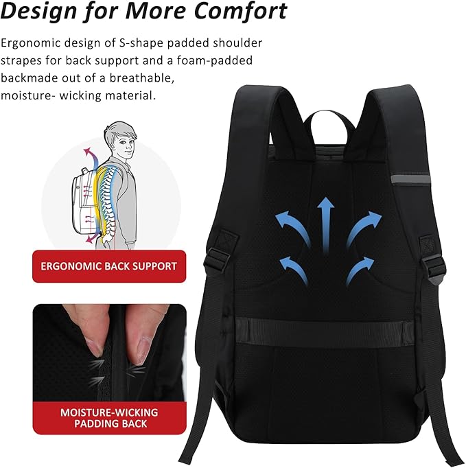 MAXTOP Deep Storage Laptop Backpack with USB Charging Port[Water Resistant] College Computer Bookbag Fits 16 Inch Laptop