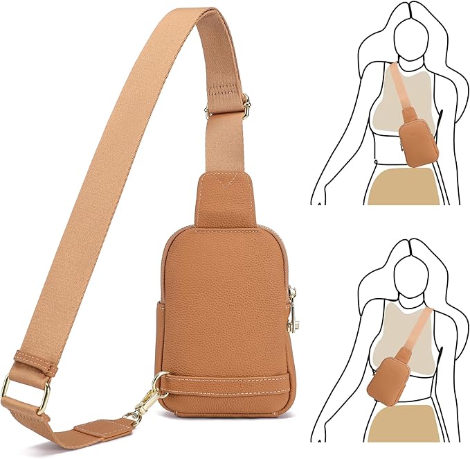 INICAT Travel Small Sling Bag Leather Crossbody Bags for Women Fanny Packs Cross Body Bag for Woman Cross Body Purses