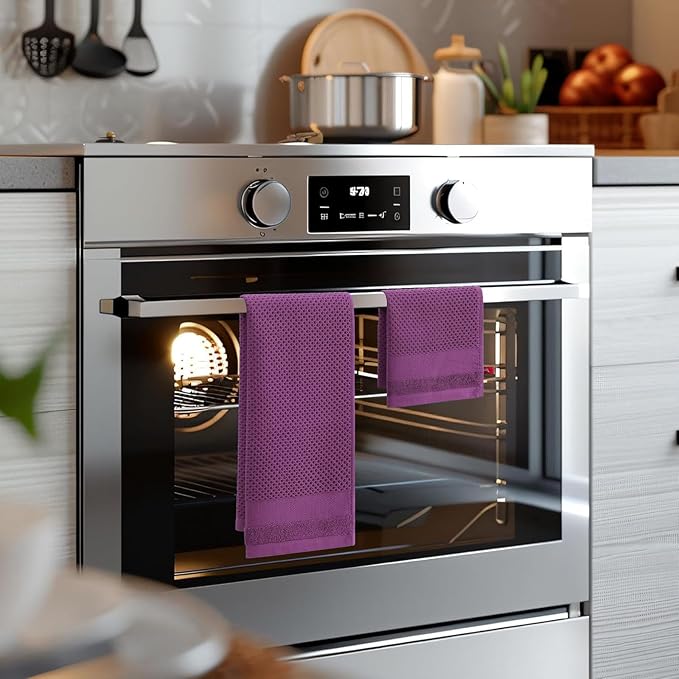 Homaxy Kitchen Towels and Dishcloths Set, 12 x 12 and 13 x 28 Inches, Set of 8 100% Cotton Waffle Weave Kitchen Towels, Super Soft and Absorbent Dish Cloths, Purple