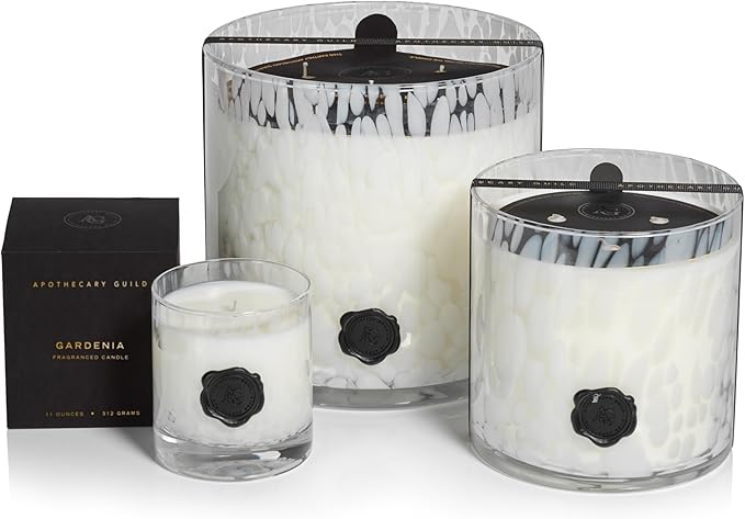 Zodax Apothecary Guild Opal Glass Jar Scented Candle for Home Decor - Single-Wick Candle Ideal for The Home - Gift Box Package Included - Gardenia - 11 Oz.