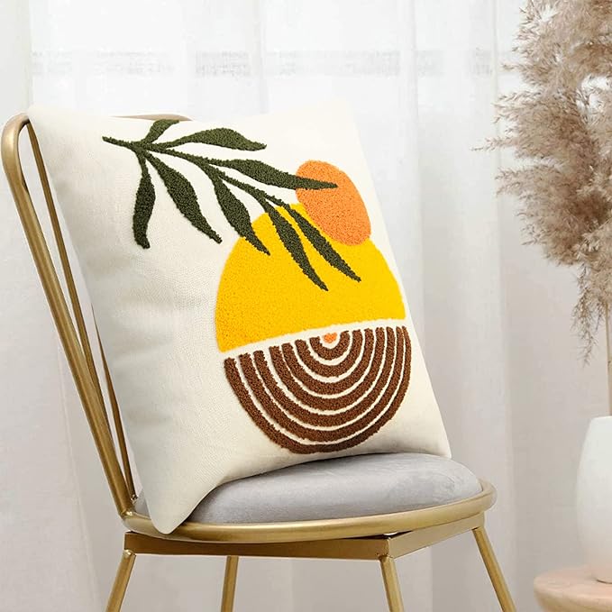 Merrycolor Abstract Boho Sun Throw Pillow Covers 18x18 Mid Century Modern Pillow Covers Boho Pillows Decorative Throw Pillow Case Minimalist Bohemian Aesthetic Pillow Covers for Bed Couch Home,1PC