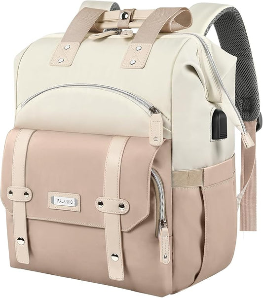 FALANKO Backpack for Women, 15.6 Inch Laptop Backpack with USB Charging Port, Water Resistant Work College Computer Teacher Nurse Doctor Backpack Bookbags Office Business Backpacks