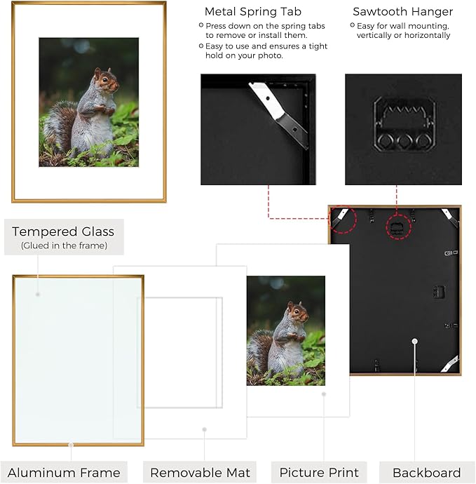 Golden State Art 16x20 Picture Frame 3 Pack - Aluminum Frames with 11x14 Removable Mats & Real Glass, Display 16x20 Posters or 11x14 Photos - Bronze Gallery Wall Frames for Home Office Decor