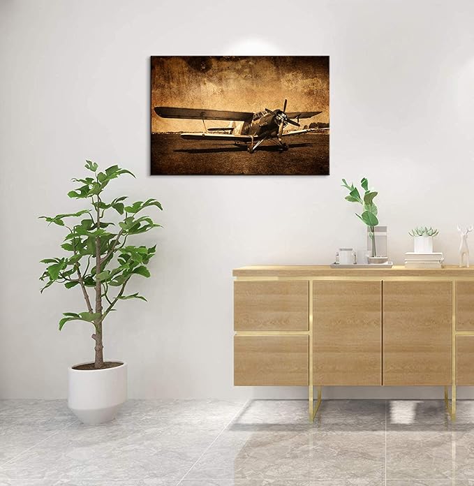 Airplane Decor Vintage Airplane Poster Aviation Art Military Wall Art Aviation Wall Painting Jet Poster Plane Decor for Boys Room (12''Hx18''W)