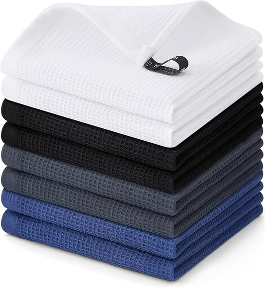 Homaxy 100% Cotton Waffle Weave Dish Cloths - 8 Pack Soft and Absorbent Dish Towels - 12 x 12 Inches Quick Dry Dish Rags - Multiple Colour