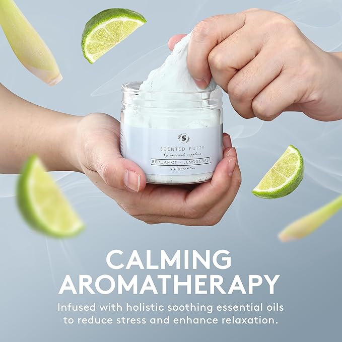 Special Supplies Scented Therapy Putty Dough - Infused with Pure Essential Oils for Aromatherapy and Meditation- Relaxation Gifts for Kids and Adults - Non-Stick (Bergamot + Lemongrass (4.5 oz))