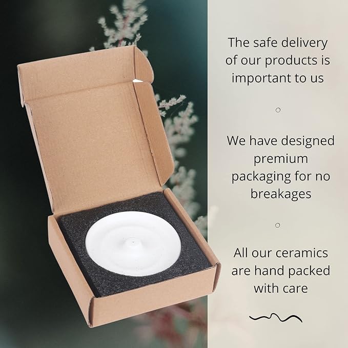 SHIBUSA Ceramic Incense Holder - Modern Minimalist Circular Incense Burner - Wide Ash Catcher - Incense Sticks Not Included White 1