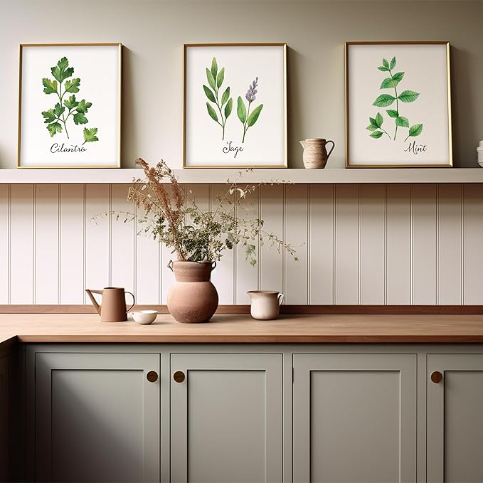Kitchen Herbs Art Prints (Set of 6) - Unframed - 11x14 | Botanical Prints Wall Art | Kitchen Wall Décor | Kitchen Décor for Adding a Touch of Freshness to Your Kitchen Décor | Botanical Wall Art