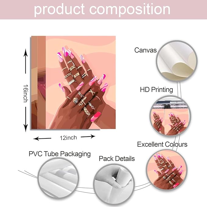 Black Girl Pink Wall Art Set of 3 African American Black Women Canvas Posters Fashion Black Girl Wall Decor Pictures Prints for Home Living Room Bedroom Bathroom Decoration 12x16 Inch Unframed